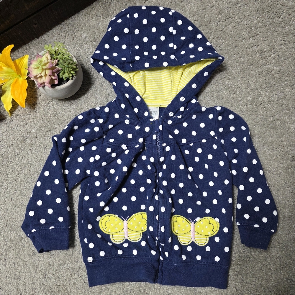 Butterfly Polka Dot Hoodie, Zip Sweatshirt, Toddler Carter's 12 Months